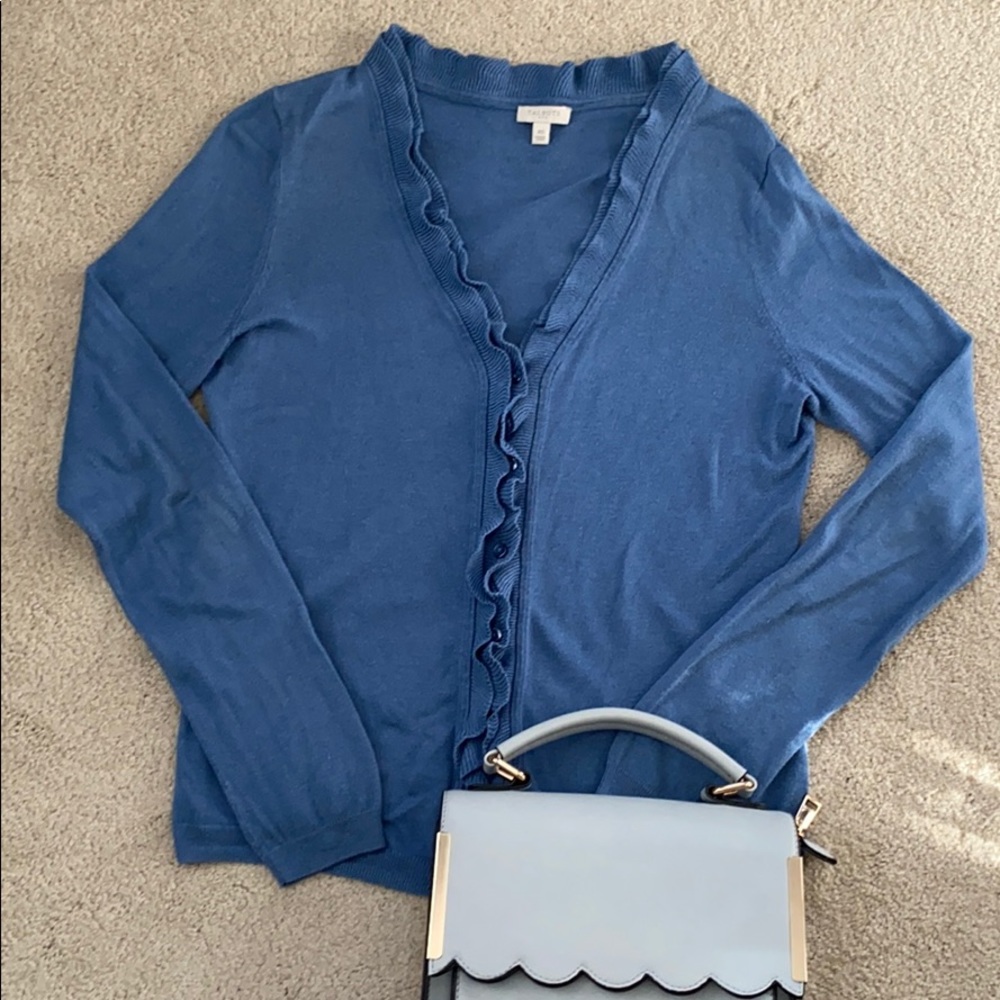 Talbots XS blue button down cardigan sweater